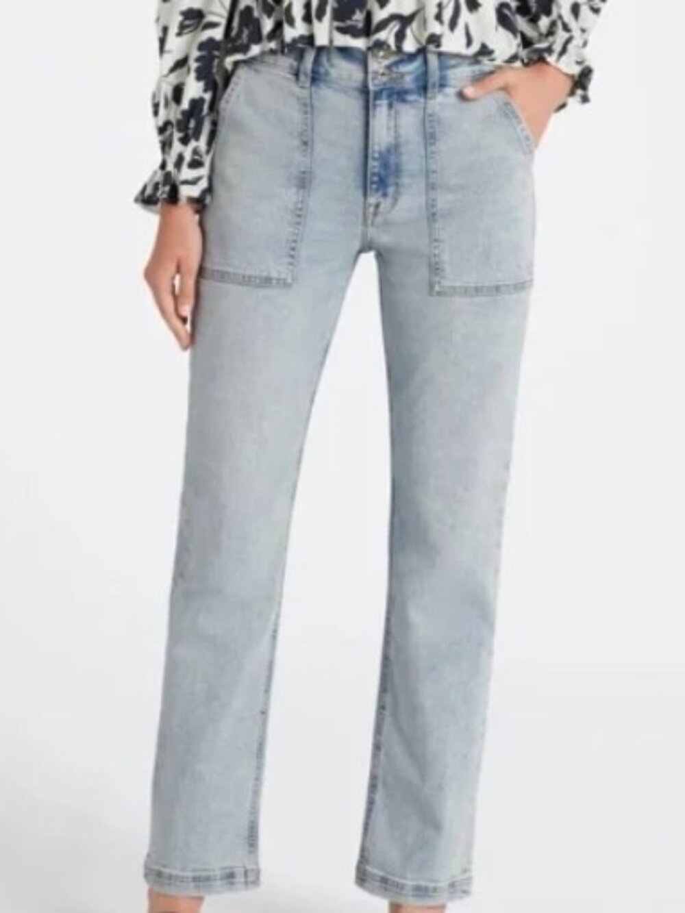 Studio Blue Codi Patch Pocket High Rise Jeans W29 Light Wash Straight Leg